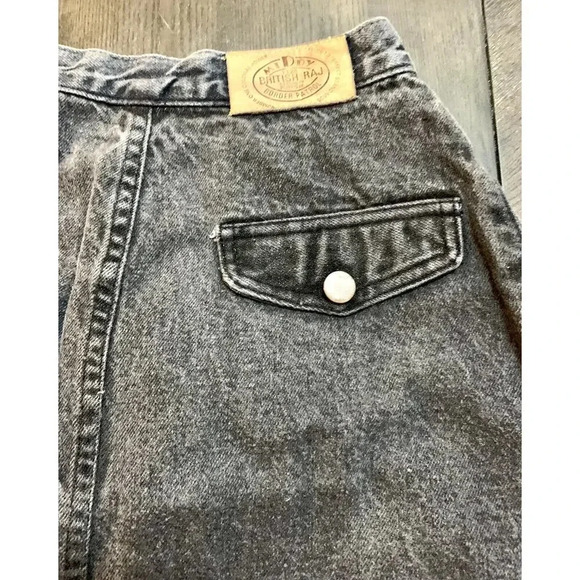 Vintage 80's Middy British Raj Denim Skirt Black Stone Wash Pockets Size 9 Boho - Picture 9 of 10